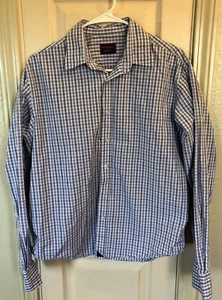 UNTUCKit Mens Medium Long Sleeve Blue Gingham Button Up Shirt - Picture 1 of 3