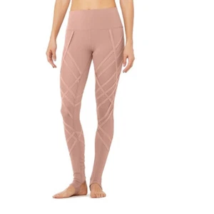 Alo Yoga Dusty Rose High Waist Wrapped Stirrup Mesh Panel Legging Size XS - Picture 1 of 16
