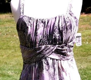 Vestido Granero Púrpura Lavanda Estampado Halter Talla 8 Nuevo con Etiqueta Dama de honor - Imagen 1 de 11