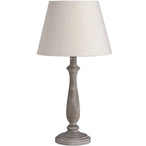 Teos Tischlampe Nachttischlampe - Shabby Chic Holzfuß und Leinenschirm - Bild 1 von 4