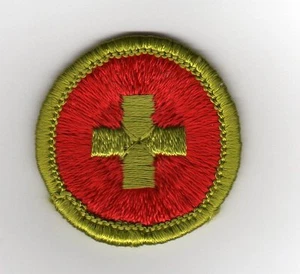 First Aid Merit Badge (Green Border), Type G, Cloth Back (1961-68), Mint! - Picture 1 of 1