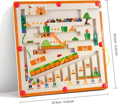 MARKENLOS Magnetspiel Labyrinth Holzspielzeug ab 3 Jahre Montessori Sortierspiel Spielzeug