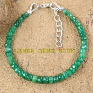 Pulsera Esmeralda Natural para Mujer, Hecha a Mano Plata de Ley, Pulsera Única. - Imagen 1 de 5