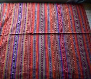 KT11 5 1/2 Yards handgewebtes mittelamerikanisches Baumwolltextil, rot, Streifen - Bild 1 von 2