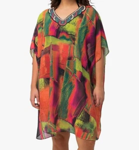 Ulla Popken Womenswear Plus Size U.S. 12-18 Curvy Abstract Chiffon V-Neck Tunic - Picture 1 of 6