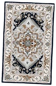  Heritage Collection Accent Rug - 3' x 5', Grey & Navy, Handmade Traditional  - Picture 1 of 7