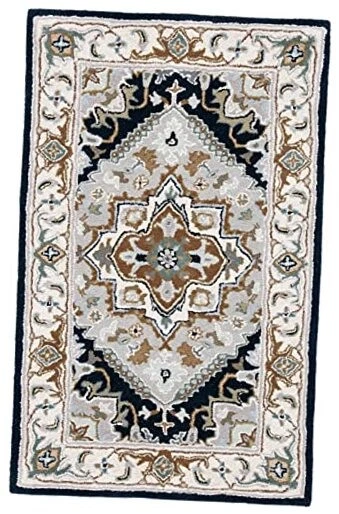  Heritage Collection Accent Rug - 3' x 5', Grey & Navy, Handmade Traditional  - Image 1 of 4