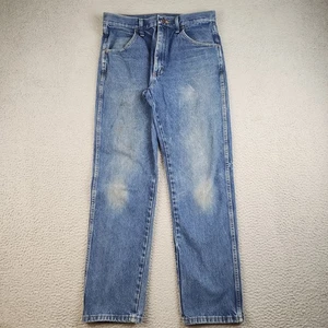 Rustler Jeans Mens 32x32 Blue Denim Straight Leg Distressed Workwear 90s Vintage - Picture 1 of 13