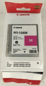 Canon PFI-104M 130ml MAGENTA INK TANKS IPF650 IPF750 - New - Sealed - OEM - Picture 1 of 3