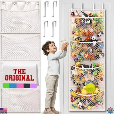Armazenamento de animais de pelúcia - Organizador patenteado sobre porta e rede de grande capacidade - Imagem 1 de 4