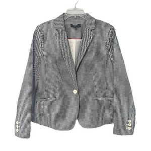 Blazer Talbots Mujer Talla 12 Negro Blanco Guinga Chaqueta Forrada Botón Único - Imagen 1 de 12