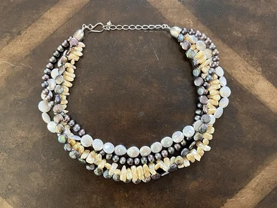 Collar de perlas multicolores Jay King de 4 hilos con cierre de plata de ley Foto 1 de 3