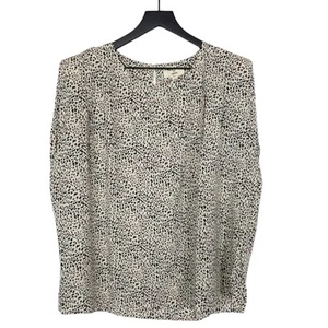 Entro Blusa senza maniche stampa animalier top leggermente imbottito spalle panna nero L - Foto 1 di 8