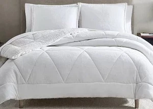 UGG Avery Plush Comforter Set 3pc Full/Queen 90” X 92” White New - Picture 1 of 7
