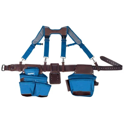 Bucket Boss 55505-RB Leather Hybrid Tool Belt with Suspenders-Blue. - Image 1 of 4
