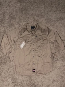 Dixxon Flannel Co Workforce Long Sleeve Button Work Shirt Khaki Men’s Large NWT - Picture 1 of 9