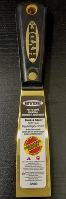 Cuchillo de masilla Hyde 02080 rígido 1-1/4" latón espátula herramienta negro plata paneles de yeso RPR Foto 1 de 4