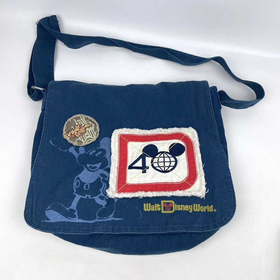 Bolso Mensajero Walt Disney World WDW 40 Aniversario Mickey Mouse Azul Denim Foto 1 de 4