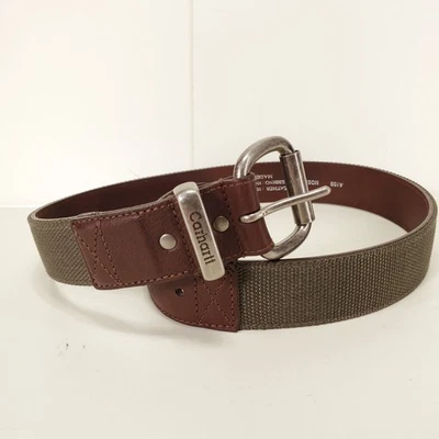 CARHARTT Belt Mens 34 (Fits32) Moss Green Nylon Webbing Leather Rugged A159 NWOT - Image 1 of 4