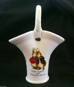 Beatrix Potter PETER RABBIT & BENJAMIN Bunny Basket Vase Fredrick Warne & Co - Picture 1 of 6