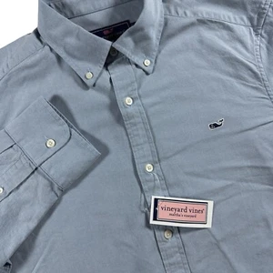 Camicia balena Vineyard Vines vestibilità classica abbottonata uomo M blu costiera NUOVA - Foto 1 di 7