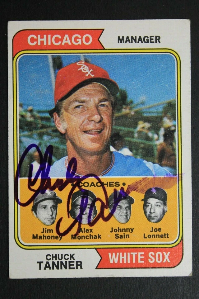 Chuck Tanner (d.2011) White Sox Coach Autographed 1974 Topps #221 Signed Card  - Image 1 of 3