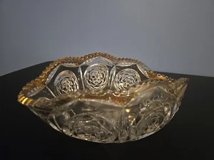 RARE AMERICAN BRILLIANT CRYSTAL EAPG GLASS HEAVY 9.5" x5.5” DISH Bowl TOOTH EDGE - Picture 1 of 17