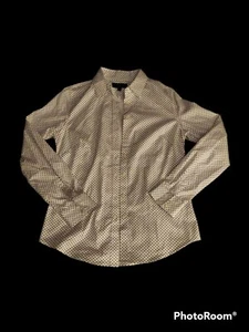 Banana Republic Womens Blouse White Black Button Down Size 6 - Picture 1 of 4