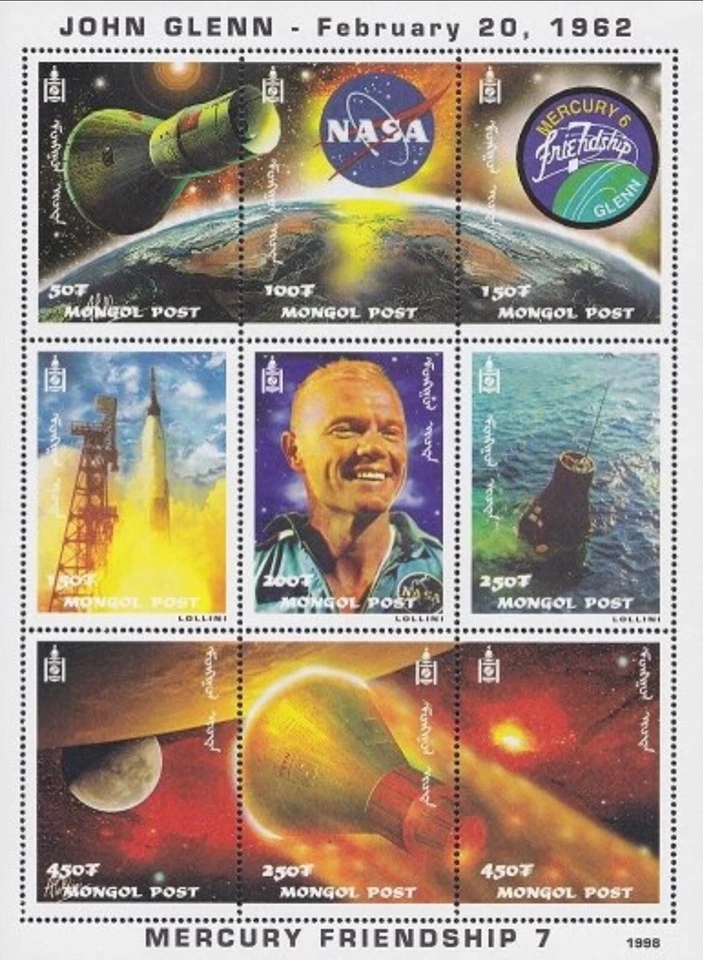 Mongolia #Mi2913-Mi2921 MNH M/S 1999 John Glenn Mercury [2355 YT2245/YT2261] Foto 1 de 1