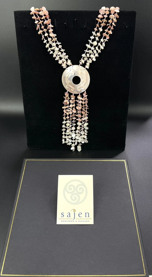 Sajen Stone Necklace Multi Strand Bead Shell Boho - Image 1 of 4