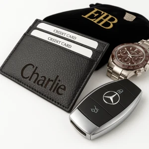Card Holder Personalised Leather Oyster Travel Card Bus Pass Rail ID fathers day - Picture 1 of 9