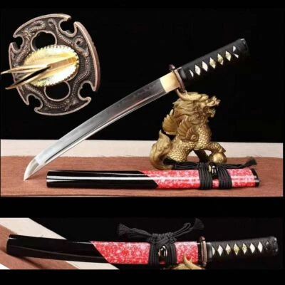 Espada de batalha japonesa samurai ninja tanto argila afiada aço temperado Wakizashi - Imagem 1 de 4