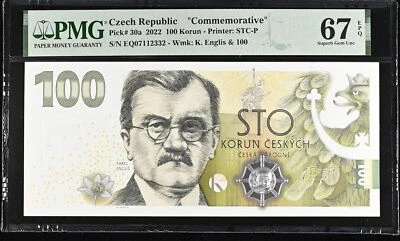 Czech Republic 100 Korun 2022 Comm. P 30 a Superb Gem UNC PMG 67 EPQ BIG Size - Image 1 of 3