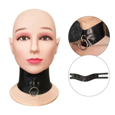 Collare in lattice con anello in metallo girocollo in gomma per tuta gatto clubwear fetish BDSM - Immagine 1 di 4