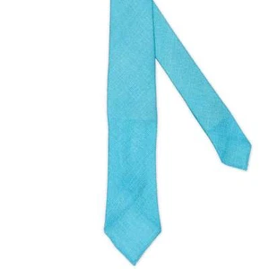 KITON Light Blue Seven Fold Silk-Linen Hopsack Tie NEW - Picture 1 of 5