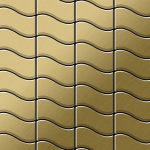 Mosaik Fliese massiv Metall Titan gebürstet gold 1,6mm stark Flux-Ti-GB - Bild 1 von 5