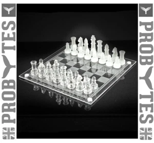Traditional Glass Board Chess Set 32 Pieces Brain Game Family Fun Beautiful Gift - Picture 1 of 36