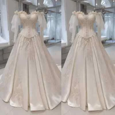 Vinatge с плеча свадебные платья длинные рукава линия плиссированные свадебное платье - Изображение 1 из 4