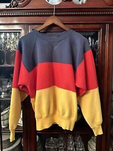 Vintage Eddie Bauer Color Block Sweatshirt Bl/Yel/Red Sz Med
