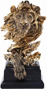 Sandstone Lion Statue Decoration for Home, Study, Living Room, Golden Color - Picture 1 of 12