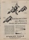 Original 1928 Stanley Tools Print Ad  "New Efficiency Electric Dill"