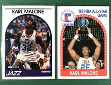 1989-90 NBA Hoops Karl Malone Utah Jazz LOT #30 Base & #116 All Star Trophy Card