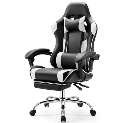 Silla Gaming Ergonómica con Reclinable Ajustable, Asiento Giratorio, Cuero PU Foto 1 de 4