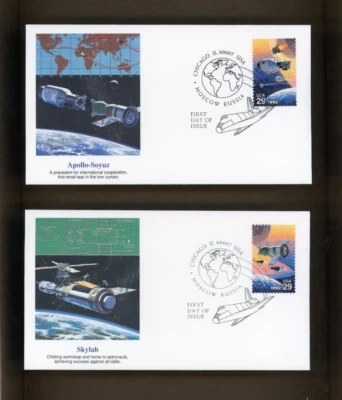 U.S. FDC 1992 Chicago, IL.  Moscow, Russia Apollo Skylab Columbia Set of 4 - Image 1 of 2