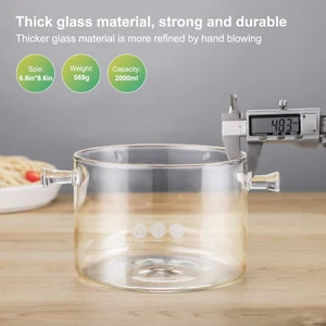Glass Saucepan with Cover- 1.5 Liter/50Oz Handmade Glass Pot with Handle, Hea... - Picture 1 of 1