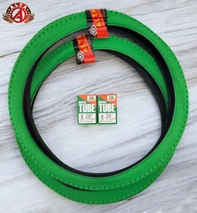 2 ALTA BICYCLE WIRE BEAD CRUISER TIRES 26x2.125 GREEN HEAVY DUTY DIAMOND w/TUBES - Picture 1 of 2