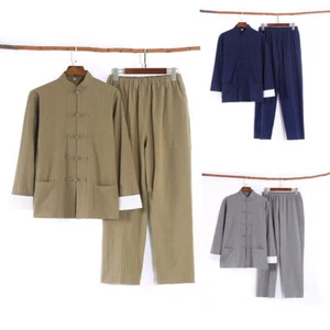Mens Chinese Tang Suit Martial Arts Uniform Shirt+pants Kung Fu Taichi Costume - Picture 1 of 17