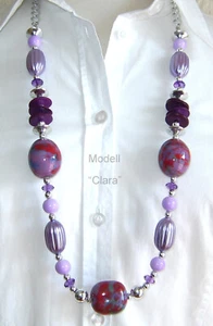 Keramik  Kette  Perlenkette  Halskette  Longkette  Modeschmuck  Lila Keramik Neu - Bild 1 von 1