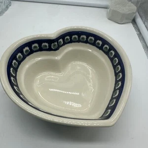 Sweet  polish pottery heart shape bowl 5.5"×2.25" handmade Boleslawiec - Picture 1 of 7