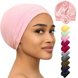 Silk Satin Bonnet Hair Cover Sleep Cap for Sleeping Beanie Hat Adjustable Sta... - Picture 1 of 7
